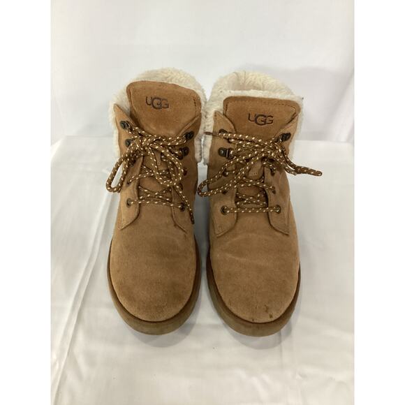 Ugg 'Romely Heritage' Brown Suede Lace Boot Size 9 - Picture 2 of 5